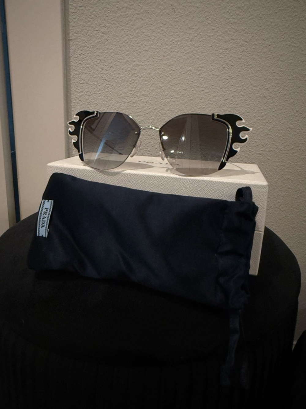 New Prada PR59V864 -YZ Flame Catwalk Oversize Women's Cat Eye Sunglasses